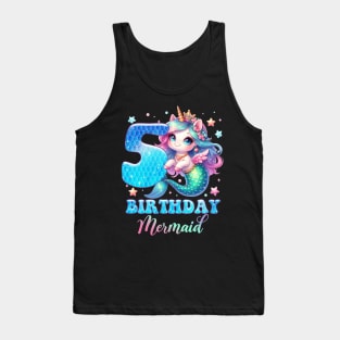 Unicorn Mermaid 5th Birthday 5 Year Old Party Girls B-day Gift For Girls Kids Tank Top